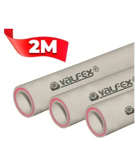 Труба полипропиленовая Valfex 20 × 2,8 мм PN20, армированная стекловолокном, штанга 2 м, серая
