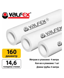 Полипропиленовая труба Valfex 160×14,6 мм PN10, штанга 4 м, белая — фото 5