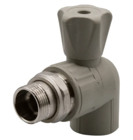 Кран радиаторный шаровый с американкой 20-1/2'' угловой серый EVER PLAST
