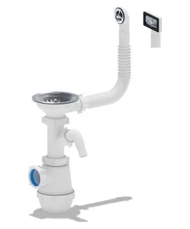 Сифон для кухонной мойки АНИ Грот A1042SPDIY, 3 1/2″*40 с отводом для стиральной машины, с гибким переливом АНИ пласт