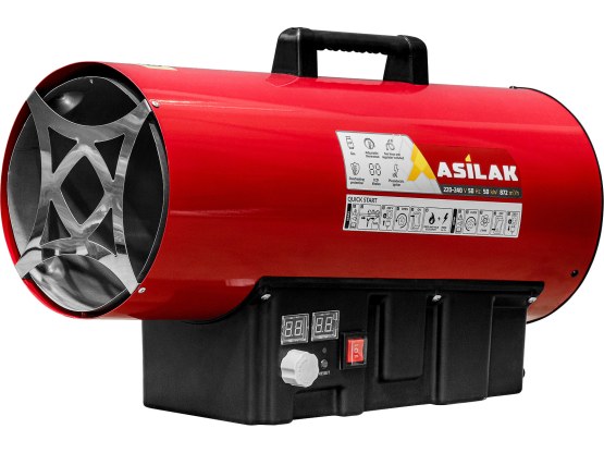 Нагреватель воздуха газовый ASILAK SLG-50000T прям., 50 кВт, термостат, переносной (Мощность 50кВт; Производительность 872 м3/ч; Тип газа: Пропан; Термостат)