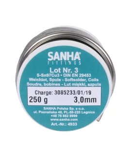 Припой мягкий SANHA S-Sn97Cu3, 3,0 мм, катушка 250 г