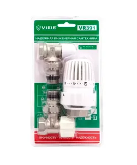 Комплект терморегулирующий угловой Vieir VR391, 1/2″