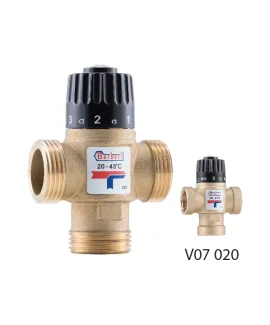 Термостатический смесительный клапан Barberi V07М20N AA, 20–43 °C, НР 3/4″, Kvs 1,6, никель
