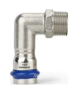 Угольник раструбный Varmega Inox Press с наружной резьбой 18x3/4