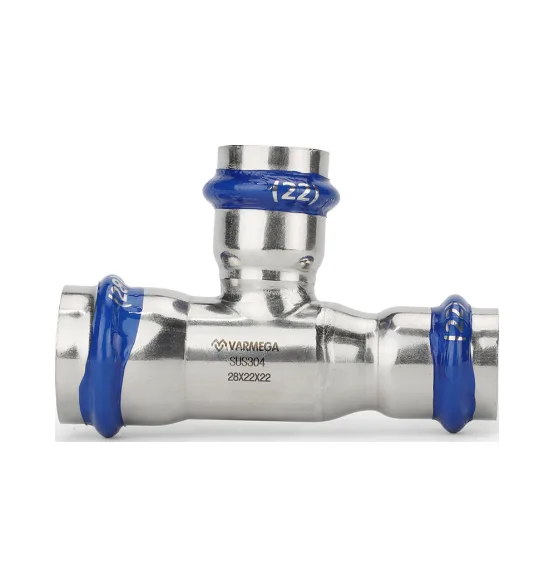 Тройник раструбный Varmega Inox Press переходной 28x22x22