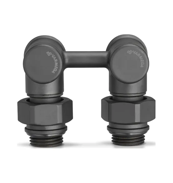 Varmega Узел нижнего подключения, серия VMDV20, угловой, черный 1/2
