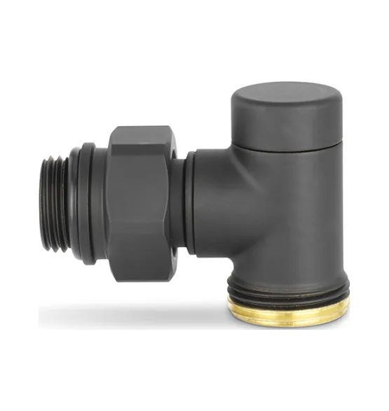 Varmega Узел нижнего подключения, серия VMDV22, угловой, одинарный, черный 1/2